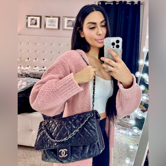 Chanel authentic classic quilted aged glazed calfskin black silver - Picture 2 of 15